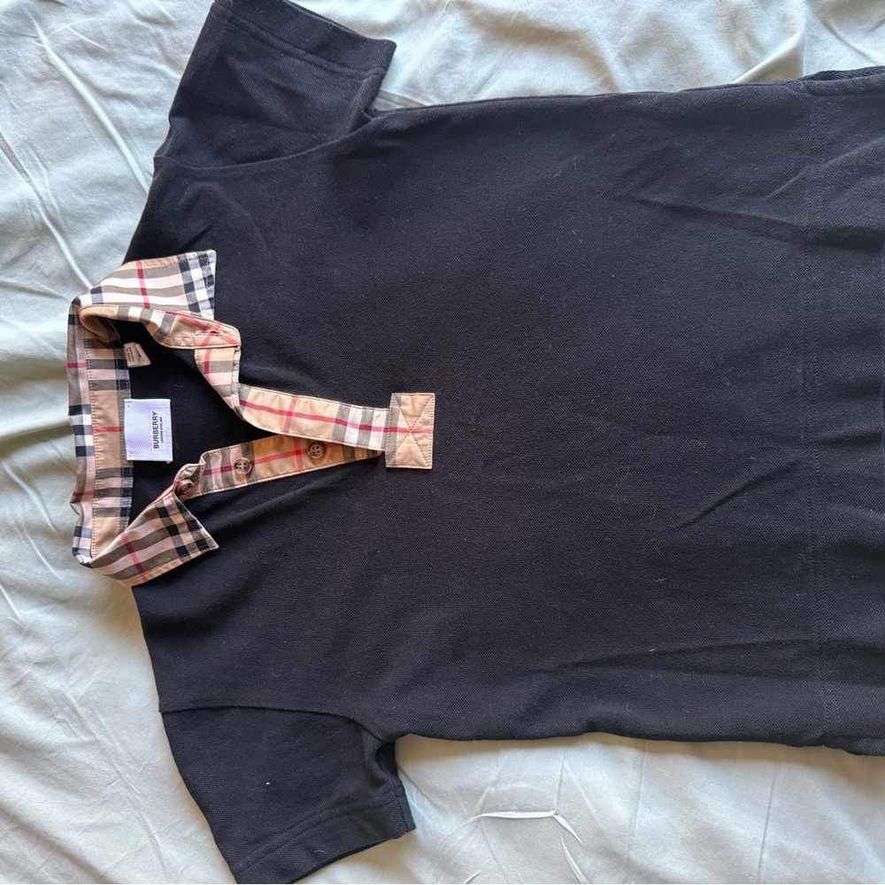 Burberry Black Polo Shirt with Tan Accents